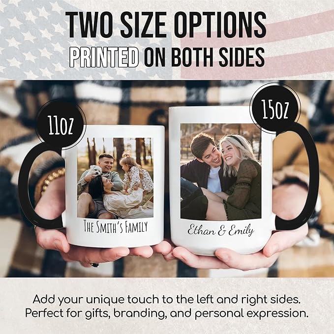Custom Mug Upload Your Picture Personalized Coffee Mug with Photo Text Name Customized Cup Unique Ideas Gifts for Men Women Mom Dad Girlfriend Boyfriend Friend Family (Black, 11oz)-CubbioJoy
