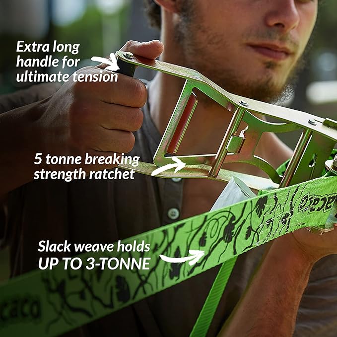 85ft Slackline Kit for Kids and Adults | Beginner Friendly Slackline | Slack Line Set with Tree Protectors, Cotton Carry Bag & Steel Ratchet | Outdoor Gym for Kids-CubbioJoy