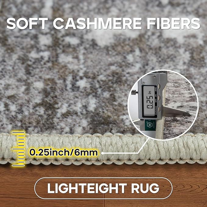 4x6 Area Rugs for Living Room Rug Washable: Modern Large Rug for Dining Room Bedroom Carpet Non Slip Low Pile 4 by 6 Indoor Abstract Nursery Home Office Black Gold-CubbioJoy