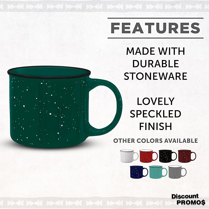 DISCOUNT PROMOS Ceramic Campfire Coffee Mugs 13 oz. Set of 10, Bulk Pack - Perfect for Tea, Espresso, Cappuccino, Hot Cocoa - Green-CubbioJoy