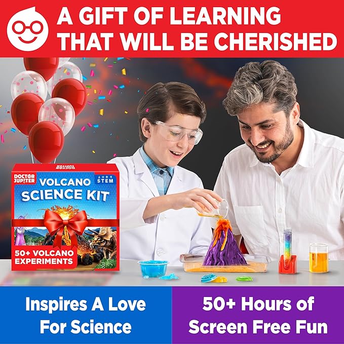 Doctor Jupiter Erupting Volcano Science Kit for Kids Ages 8+ | Birthday Gift Ideas for Boys 8-9-10-11-12 Year Olds | STEM Learning & Educational Science Projects-CubbioJoy