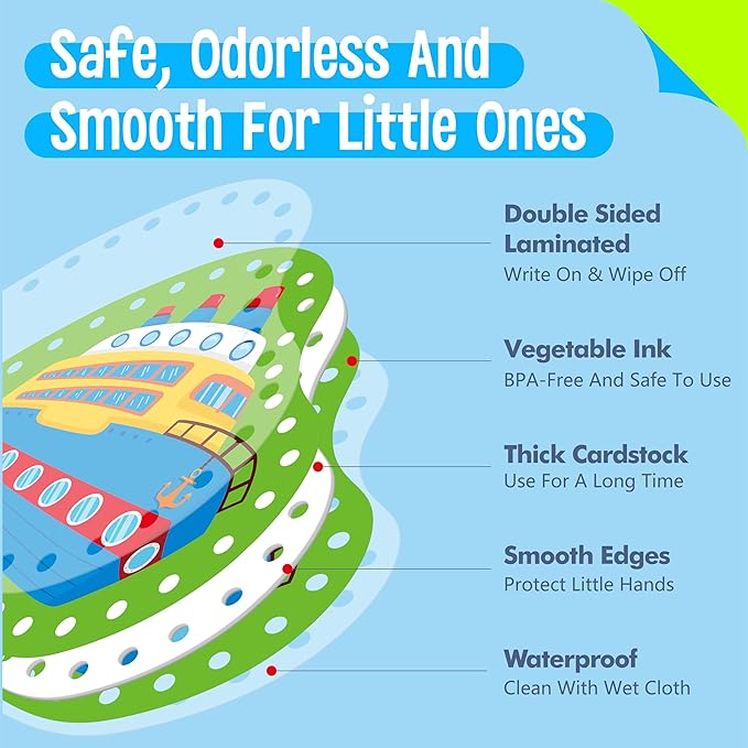 9 Pieces Kids Lacing Cards, Double Sided Vehicle Sewing Cards with 9 Colorful Laces, Imagination Development Lacing Toys Games for Children Educational and Learning Activity-CubbioJoy