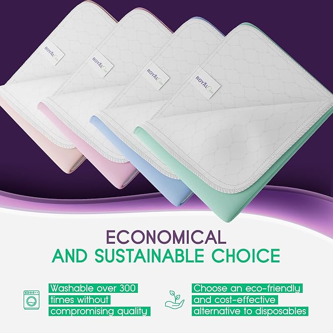 Incontinence Bed Pads - 4 Pack Reusable Waterproof Sofa, Mattress Protectors - Highly Absorbent, Machine Washable - for Children, Pets and Seniors - Assorted Colors (36" x 42" - 4 Pack - Multi Color)-CubbioJoy