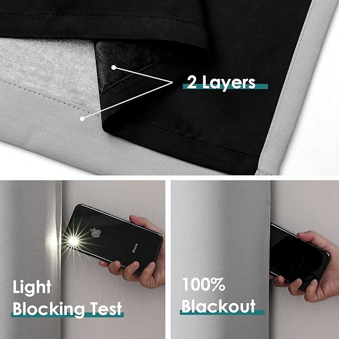 ChrisDowa Custom 100% Blackout Curtains for Bedroom with Black Liner, Double Layers Total Blackout Thermal Insulated Grommet Window Curtains 1 Panel (Custom Size and Color)-CubbioJoy