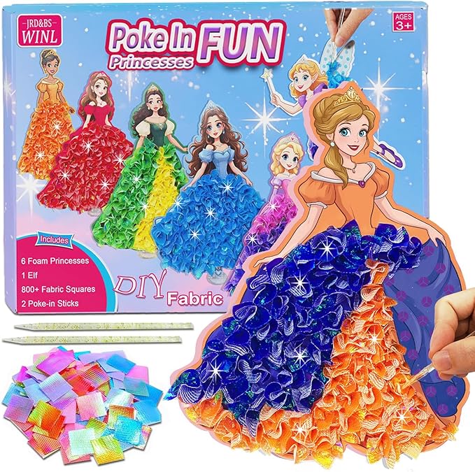 JRD&BS WINL Poke in Fun Art Kit for Kids Toys Age 3-12 Year Old 3D Creative Princesses for Girls Birthday Gifts for 3 4 5 6 7 8 9…… Year Old Boy DIY Craft Art Kit for Teens Beginner Kids-CubbioJoy