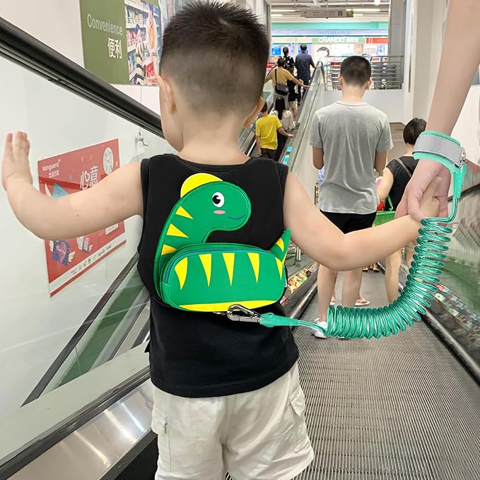 Accmor Toddler Harness Leash + Anti Lost Wrist Link, Cute Dinosaur Kids Harness with Leash, Adorable Child Harness Leash Wristband Strap Belt Protector for Baby Boys Girls to Outdoor Travel-CubbioJoy