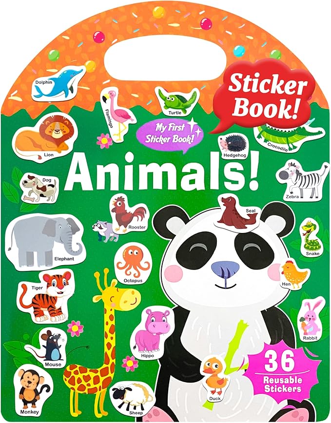 Benresive Reusable Sticker Books for Kids 2-4, Sticker Books for Toddlers 1-3 2-4, Toddler Travel Toys Activities Crafts Gifts - Animals-CubbioJoy
