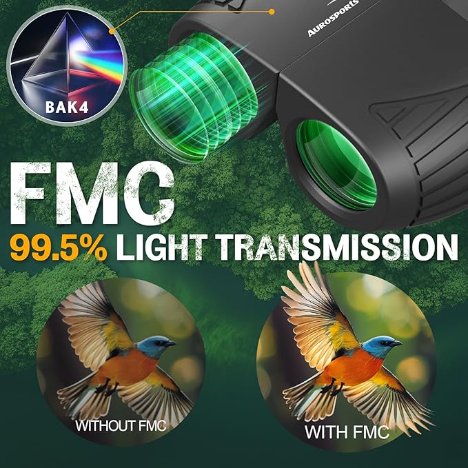 Aurosports 15x25 Compact Binoculars for Adult Kids - High Power Binoculars for Bird Watching - Easy Focus Small Binocular with Low Light Vision for Travel, Camping, Concert, Hiking-CubbioJoy