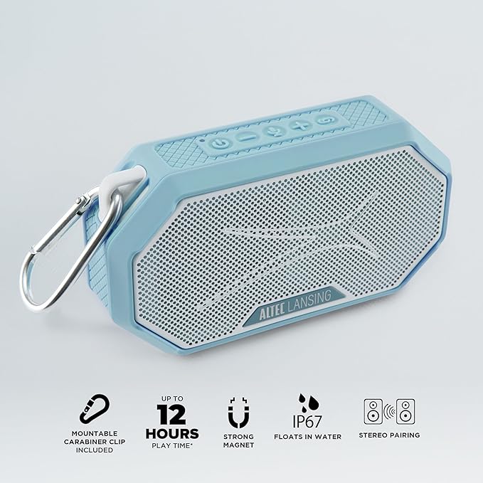 Altec Lansing Portable Bluetooth Speaker HYDRAMINI 2.0, IP67 Waterproof, Portable, 12h Playtime, Wireless Pairing, USB-C Quick Charge, Magnetic Bluetooth Speaker, Voice Assistant Integration-CubbioJoy