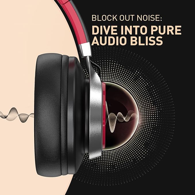 AILIHEN Wired Headphones with Microphone, Over-Ear Foldable Corded Head Phones with Volume Control 3.5mm Jack for Teens Adult Smartphones Chromebook (Red)-CubbioJoy