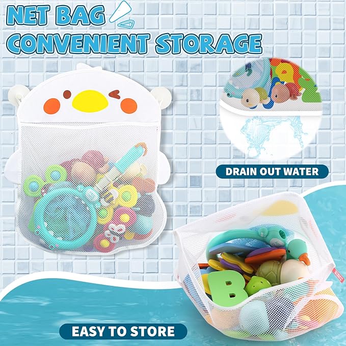 Baby Bath Toys for Toddlers 1-3, Kid Bathtub Toy with 36 Foam Bath Letter & Number, Fishing Games with Fish Net, Water Pool Toy with Storage Bag, Shower Toy Gift for Boy Girl Infant 1 2 3 4 5 6-CubbioJoy