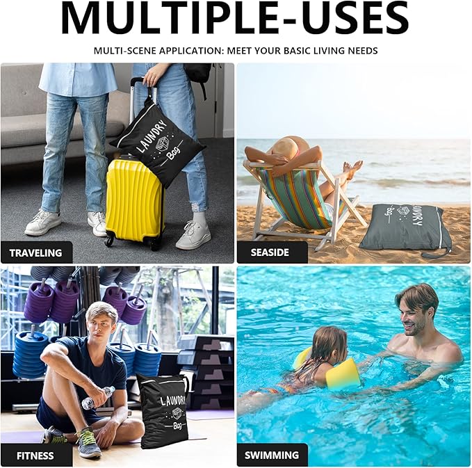 2 Pcs Large Travel Laundry Bags - Waterproof Wet Dry Bags for Gym Clothes, Swimming, Yoga-CubbioJoy