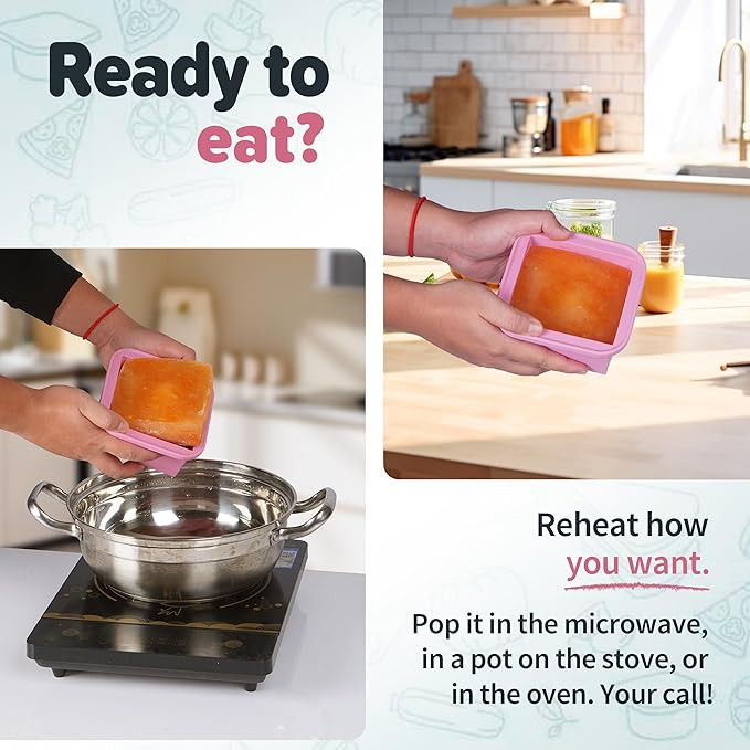 2-Cup Silicone Freezer Trays with Lids – Perfect for Meal Prep, Portion Control, and Easy Freezing-Meal Prep Container Molds for Soup,Leftovers (Cotton Candy, 2 Pack)-CubbioJoy