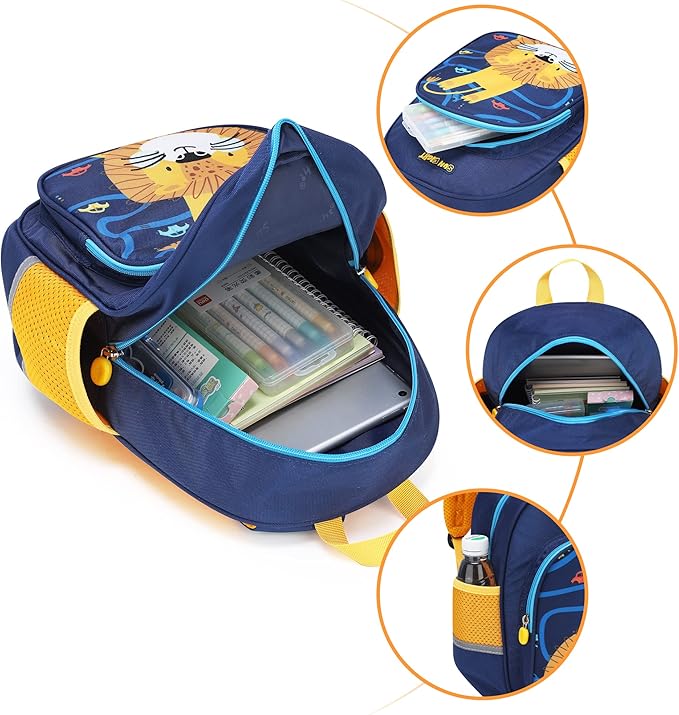 Cute Lion Toddler Backpack for Girls & Boys Mini Animal Cartoon Travel Bag for Babies 1-5 Years Durable & Lightweight Baby Backpack (Lion Design)-CubbioJoy