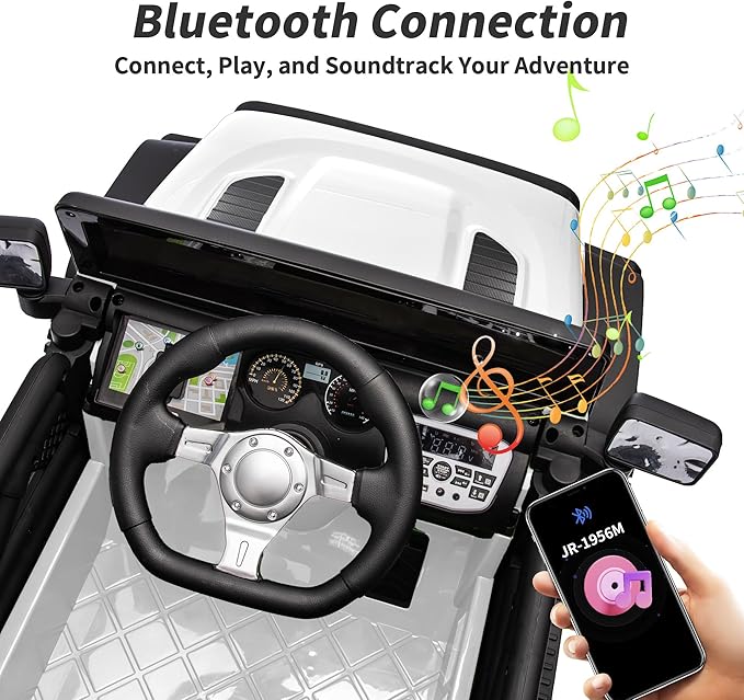 4WD Kids Ride on Car Truck, 12V 7Ah Kids Electric Vehicles Car Ride on Toy for Toddlers 3-5 with Remote Control - White-CubbioJoy