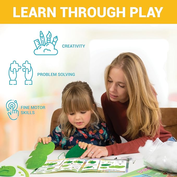 Craftorama Sewing Kit for Kids, Fun and Educational Pets Craft Set for Boys and Girls Age 7-12, Sew Your Own Felt Animals Craft Kit for Beginners, 165 Piece Set-CubbioJoy