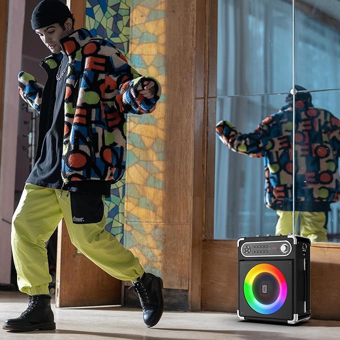 Karaoke Machine with 3 Wireless Microphones for Adults/Kids, Portable Bluetooth 5.3 Karaoke Speaker, Home Party Speaker with Disco Lights for Outdoor, PA System Supports TWS and TV connectivity-CubbioJoy