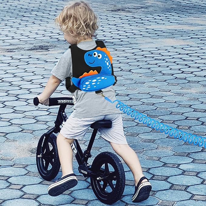 Accmor Toddler Harness Leash with Anti Lost Wrist Link, Cute Dinosaur Kids Harnesses Children Leashes, Baby Walking Harness Keep Child Close Wristband Strap for Boys Travel-CubbioJoy