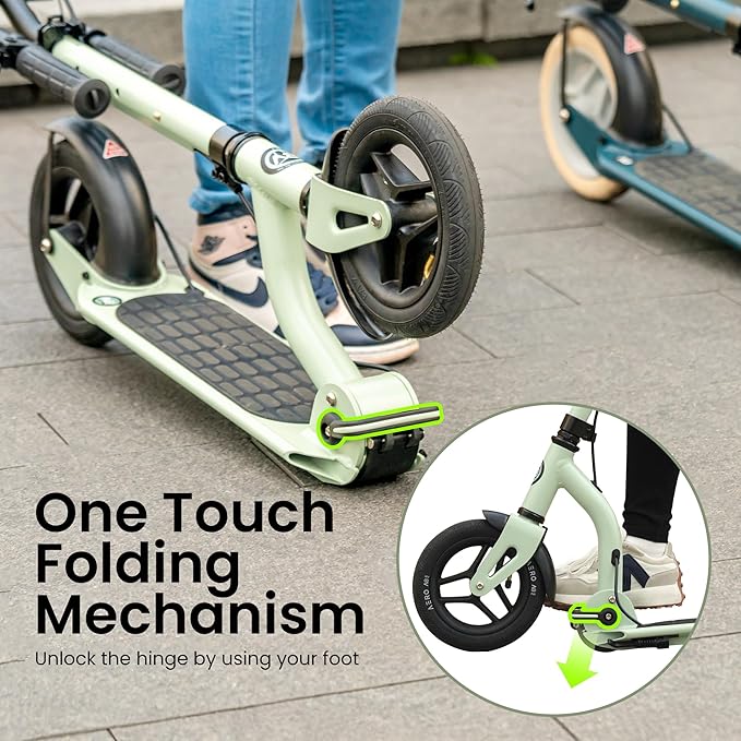 Aero Big Wheels Kick Scooter for Kids 6+, Teens & Adults | Light Up Wheels, Hand Brake, Rubber Deck Mat & Shock Absorption | Foldable & Height Adjustable-CubbioJoy