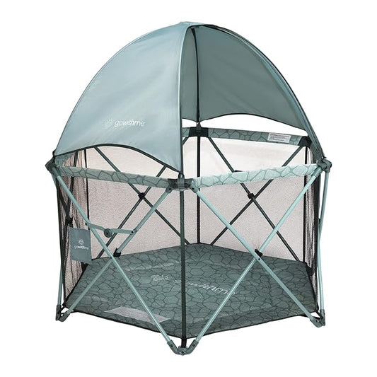 Baby Delight Go with Me Eclipse Deluxe Portable Playard | Playpen | Sun Canopy | Indoor and Outdoor | Ultra Padded Nylon Floor | Green Garden-CubbioJoy