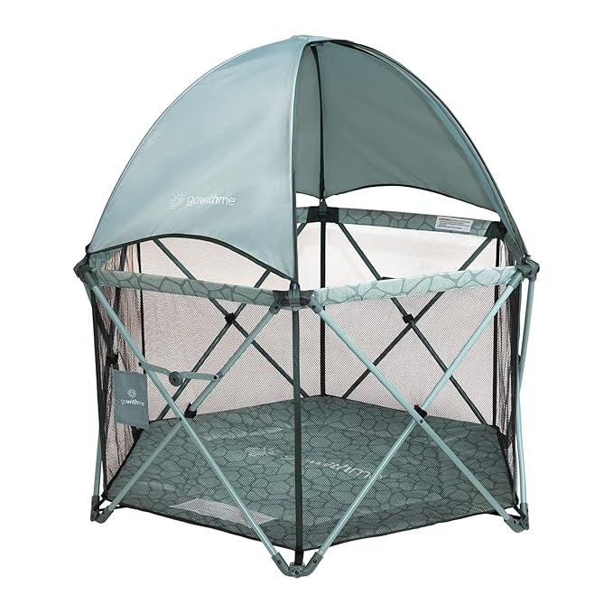 Baby Delight Go with Me Eclipse Deluxe Portable Playard | Playpen | Sun Canopy | Indoor and Outdoor | Ultra Padded Nylon Floor | Green Garden-CubbioJoy