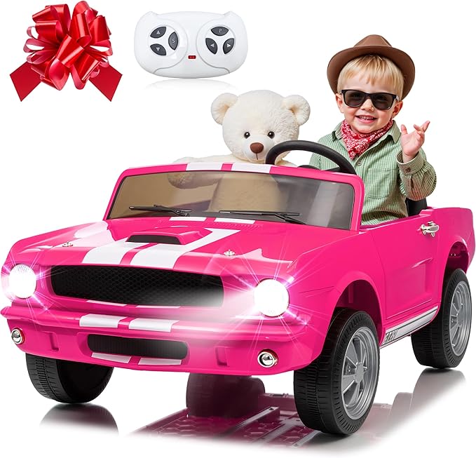 24V 2 Seater Ride on Toys, Licensed Shelby Cobra Kids Power Car Wheeler Ride On Toy w/ 2WD/4WD Switchable, Remote Control, 19" Spacious Seat, 4 Spring Suspension, Music, Bluetooth-CubbioJoy