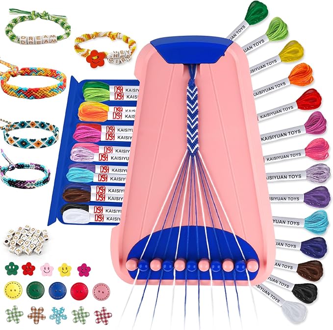 Arts and Crafts for Kids Ages 8-12,Friendship Bracelet Making Kit for Girl,Kids Jewelry Making Kit with 28 Pre-Cut Threads,Christmas Birthday Gifts for Ages 6 7 8 9 10 11 12 Year Old Dark Blue-CubbioJoy