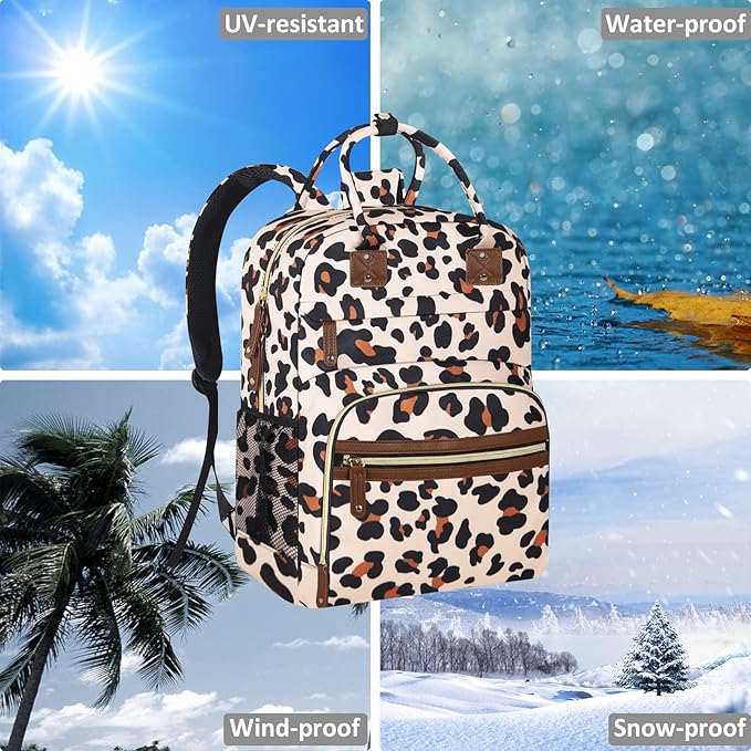 Diaper Bag Backpack Tote for Women Large Capacity, Baby with Insulated Pockets Multifunctional Bags For Girl Boy Waterproof Boys Girls Mama Maternity Travel Leopard-CubbioJoy