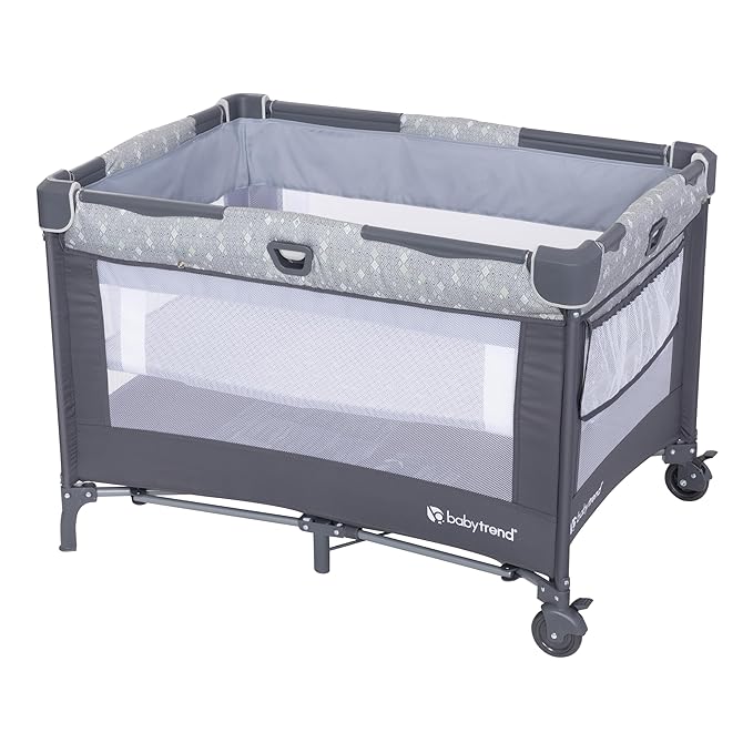 Baby Trend Nursery Den Playard with Snooze Pod and Flip Over Changer, Diamond Sage-CubbioJoy