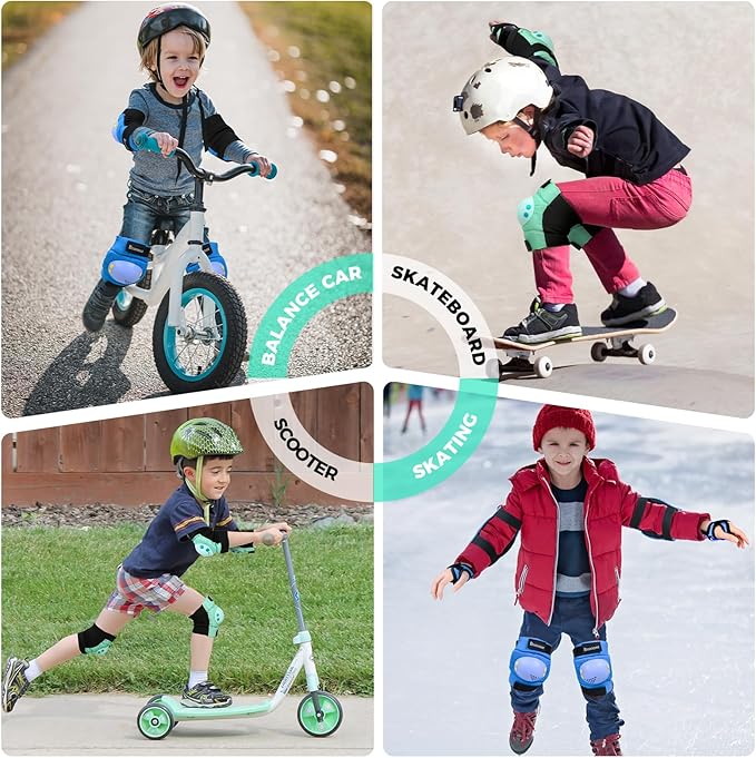BOSONER Kids/Youth Knee Pad Elbow Pads for Roller Skates Cycling BMX Bike Skateboard Inline Rollerblading, Skating Skatings Scooter Riding Sports-CubbioJoy