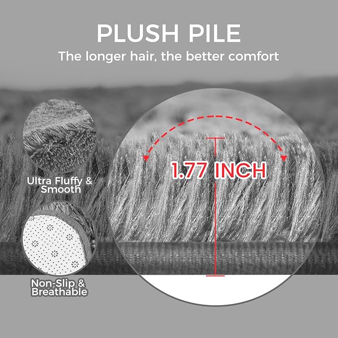 5X8 Ultra Soft Rug for Living Room, 5X8 Fluffy Shag Area Rug for Bedroom, Modern Shaggy Carpets Fuzzy Rug for Teens Dorm Nursery Home Decor Aesthetic, Upgrade Anti-Skid Durable, Grey-CubbioJoy