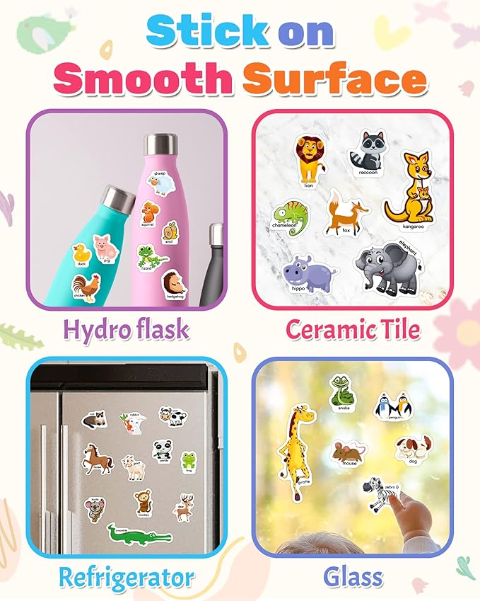 Benresive Reusable Sticker Book for Toddlers 2-4 Years, Fun Travel Stickers for Kids, Waterproof Sticker Books for Toddlers 1-3, Crafts Activities for Todddlers 1-3 2-4 3-5 - Animals Zoo-CubbioJoy