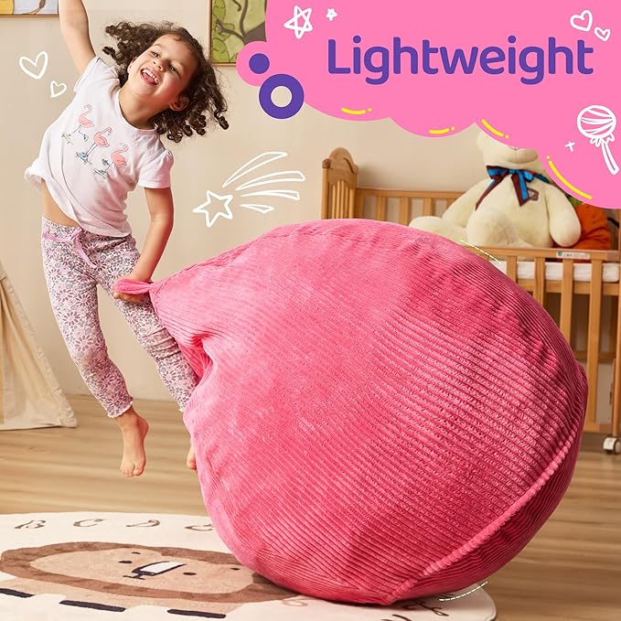 Bean Bag Chairs Teardrop Bean Bag Chair Beanbag Chair with Memory Foam Filled Machine Washable Cover for Living Room, Bedroom (Small,Pink)-CubbioJoy