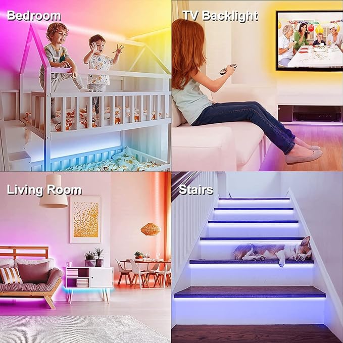 DAYBETTER Smart RGB Led Strip Lights, 300ft Led Lights for Bedroom with App Control, Multicolor Changing Led Light Strips Apply for Home Decor, Living Room, Kitchen, Home Party Decoration-CubbioJoy