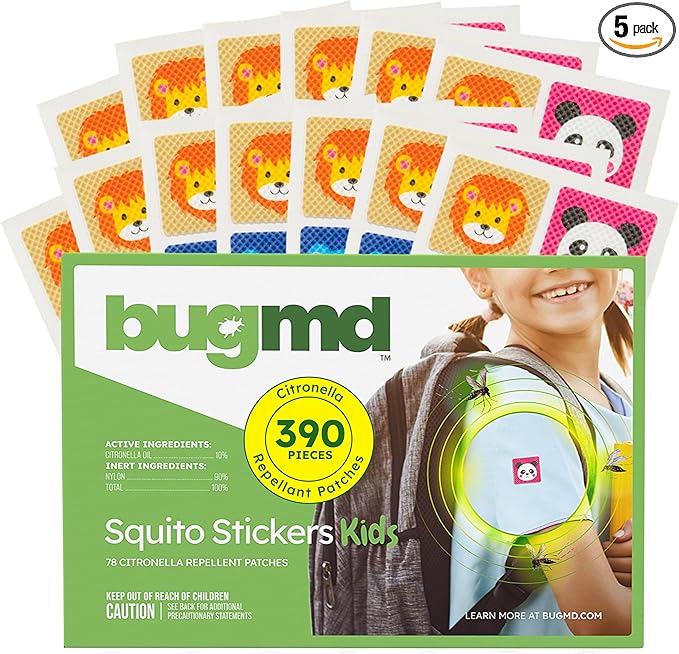 BugMD Squito Stickers Mosquito Repellent Patch Stickers for Kids (390 Patches), Safe & Effective Insect Repellent Patches for Toddlers, Kids, Camping, Beach & Outdoor Essentials-CubbioJoy
