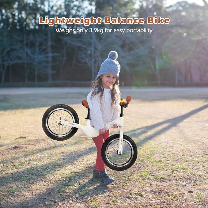 14" Kids Balance Bike for 3,4,5,6 Year Old Boys and Girls, Air Tires with Magnesium Alloy Frame, Lightweight No Pedal Toddler Training Bicycle-CubbioJoy