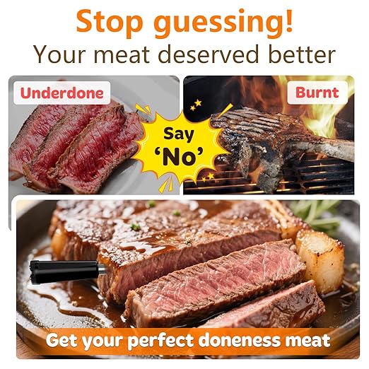 Accurate Smart Wireless Meat Thermometer - 4 Probes, Long Range Bluetooth, Real-time Alerts, Dishwasher Clean, Waterproof, Digital Cooking Thermometer for Grill, BBQ, Oven, Smoker-CubbioJoy