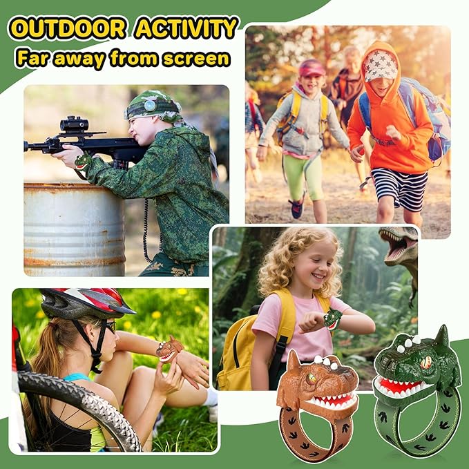 Dinosaur Walkie Talkies for Kids Rechargeable, Wrist Walkie Talkie with Flashlight, Outdoor Toys Camping Gear, T-Rex Dino Toy Birthday Gifts for Boys Girls Age 3-12 Years Old-CubbioJoy