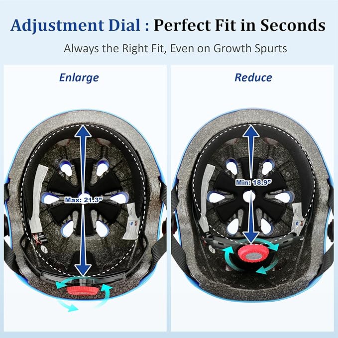 KAMUGO Kids Adjustable Helmet, with Sports Protective Gear Set Knee Elbow Wrist Pads for Toddler Age 2-8 Boys Girls, Bike Skateboard Hoverboard Scooter Rollerblading Helmet Set-CubbioJoy