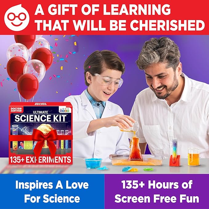 Doctor Jupiter Ultimate Science Kit, Chemistry Set for Kids Ages 8-10-12-14 | Birthday Gift Ideas for Boys & Girls 8,9,10+ Years Old| STEM Toy with 135+ Experiments| Learning & Educational Projects-CubbioJoy