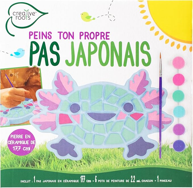 Creative Roots Axolotl Stepping Stone Kit, 7-Inch Paintable Ceramic Stepping Stone, Includes 6 Acrylic Paints, Kids Crafts, Ages 8+-CubbioJoy