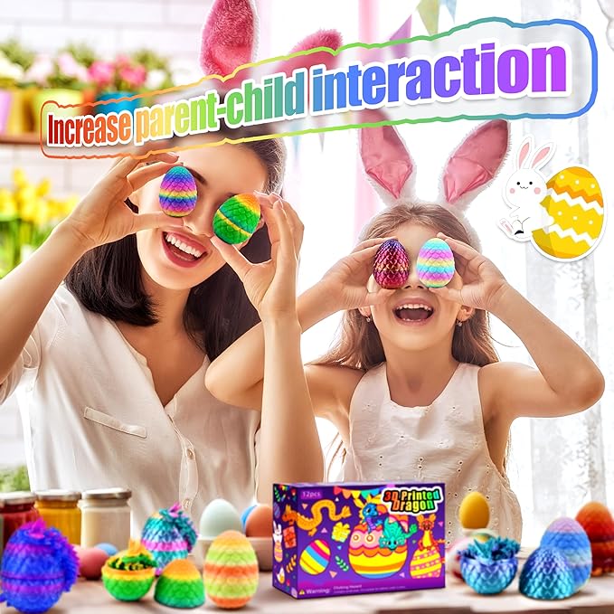12PCS 3D Printed Dragon Eggs with Dragon Inside, Unique Fun Gifts Cool Stuff Cool Gadgets for Men Teens Boy Gifts, Mini Articulated Easter Basket Essentials for Kids-CubbioJoy