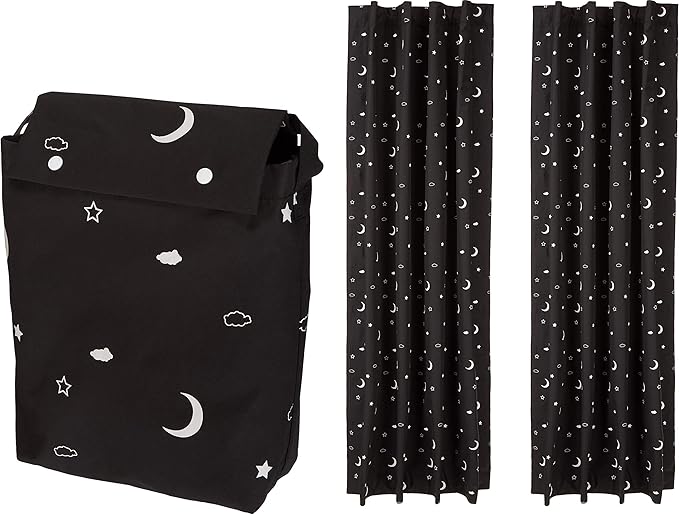 Amazon Basics Portable Blackout Curtain Shade with Suction Cups, 50" W x 78"L, 2-Pack, Moon and Stars-CubbioJoy