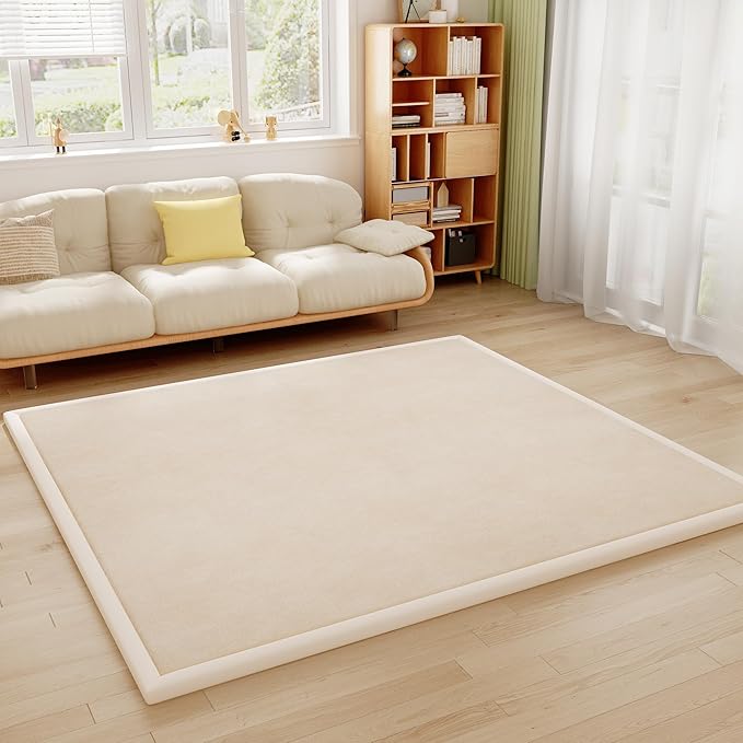 Baby Play Mat for Floor, 1.3'' Thick Memory Foam Tummy Time Mat - Super Soft Coral Velvet Nursery Rug with Non-Slip Backing, Crawling Rug for Toddlers/Infants, Yoga & Tatami Use, 59''x 79''-CubbioJoy