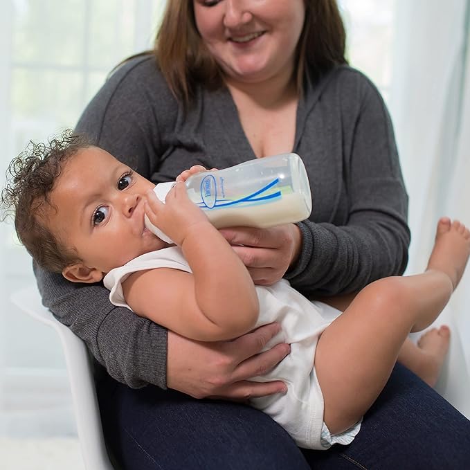 Dr. Brown's Natural Flow Anti-Colic Options+ Wide-Neck Baby Bottles 9 oz/270 mL,with Level 1 Slow Flow Nipple,4 Count,0m+-CubbioJoy