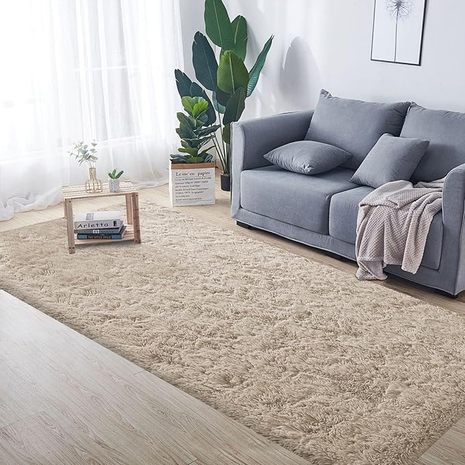 2x6 Runner Rug for Bedroom: Fluffy Shag Soft Washable Rugs Small Fuzzy Plush Indoor Carpet for Hallway Bedside Dorm Kids Girls Boys Room (Camel, 2'x6')-CubbioJoy