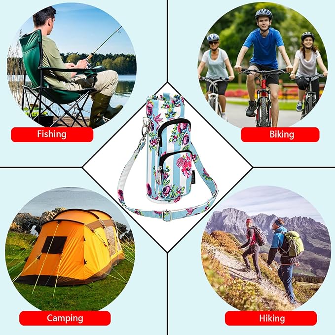 Betsey Johnson Insulated Water Bottle Pouch Holder Carrier Crossbag with Adjustable Shoulder Strap - Lightweight Polyester Accessories with Pockets Good for Hiking Sports-CubbioJoy