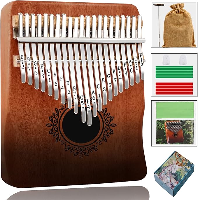 Kalimba 21 Keys Thumb Piano, Easy To Learn Portable Kalimba Thumb Piano With Beautiful Hard Packing Box, Gifts For Kids,Adult,Beginners,Professional-CubbioJoy