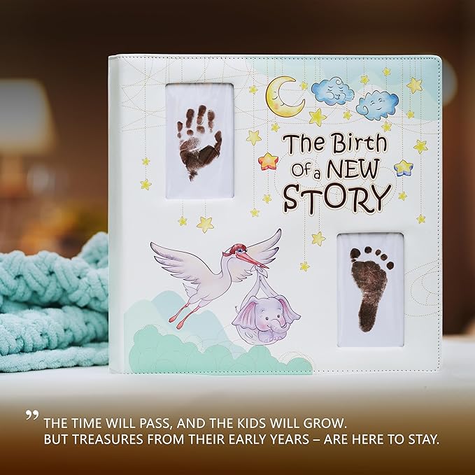 Keepsake Baby Memory Book Girl Boy – Timeless Leather-Bound Baby Milestone Book – Baby Book Keepsake Record First 5 Years – Gender Neutral Baby Scrapbook Album, Baby Album Journal Registry Search Gift-CubbioJoy