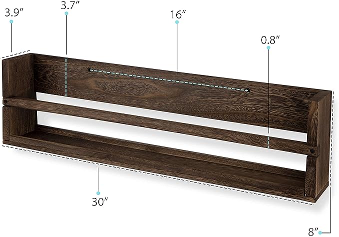 brightmaison Polynez 30" Floating Shelves for Nursery & Kids Room - Wall Multiuse Book Shelves, Set of 2 Brown Wood-CubbioJoy